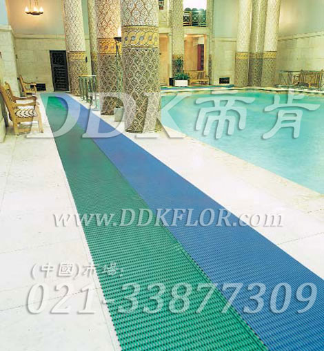 綠和藍(lán)色_直條紋_游泳館池邊濾水防滑地毯（8）